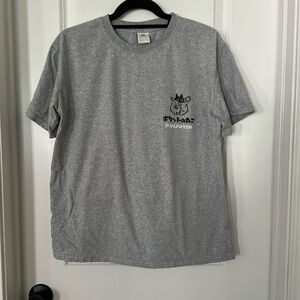 Japanese hip hop cat Gray Graphic T-Shirt size 2 (medium in US) dual match